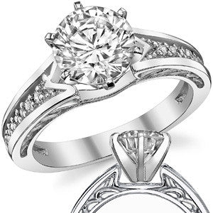 Round Brilliant Moissanite & Diamond Engagement Ring (0.10ct)