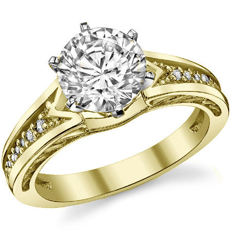 Round Brilliant Moissanite & Diamond Engagement Ring (0.10ct)