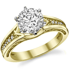 Round Brilliant Moissanite & Diamond Engagement Ring (0.10ct)