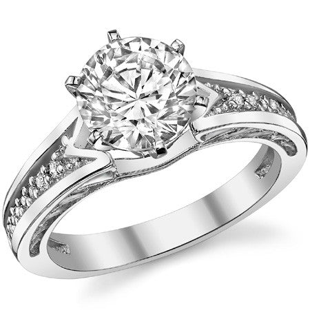Round Brilliant Moissanite & Diamond Engagement Ring (0.10ct)
