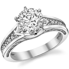 Round Brilliant Moissanite & Diamond Engagement Ring (0.10ct)