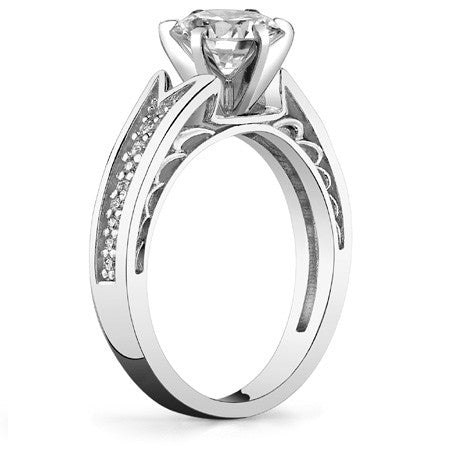 Round Brilliant Moissanite & Diamond Engagement Ring (0.10ct)