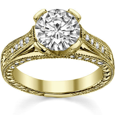 Round Antique Trellis Moissanite Engagement Ring