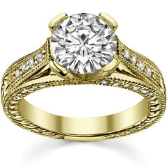Round Antique Trellis Moissanite Engagement Ring