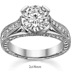 Round Antique Trellis Moissanite Engagement Ring