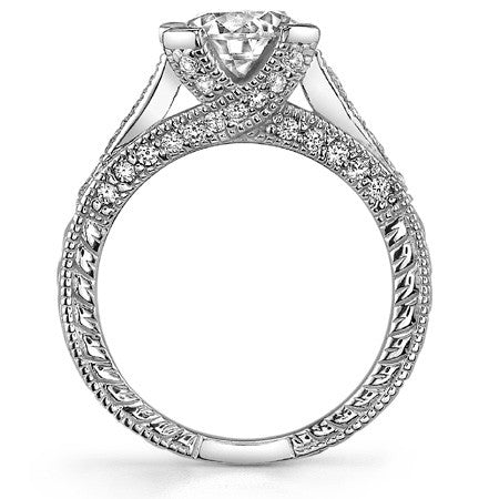 Round Antique Trellis Moissanite Engagement Ring