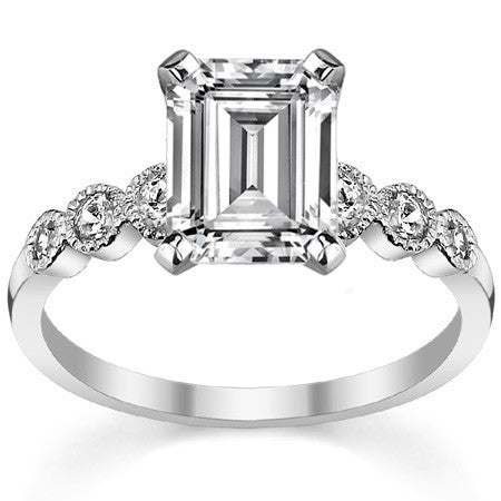 Round Brilliant Moissanite Milgrain Bezel Engagement Ring, 0.22ct