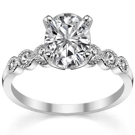 Round Brilliant Moissanite Milgrain Bezel Engagement Ring, 0.22ct