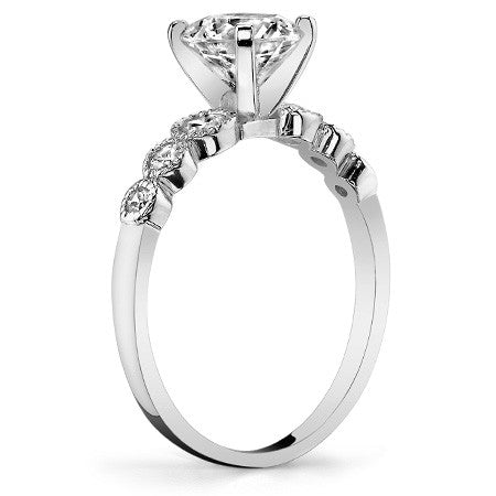 Round Brilliant Moissanite Milgrain Bezel Engagement Ring, 0.22ct