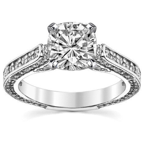 Round Brilliant Moissanite Antique Style Engagement Ring Setting