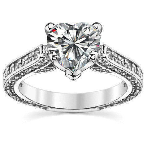 Round Brilliant Moissanite Antique Style Engagement Ring Setting