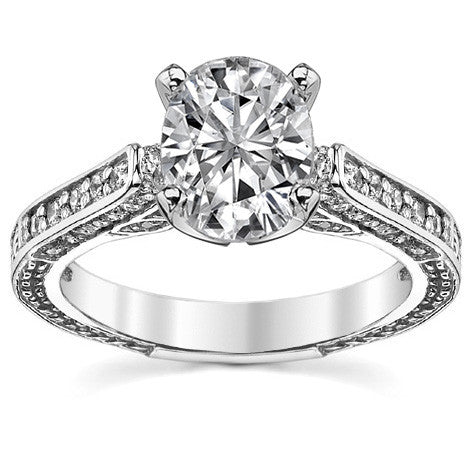 Round Brilliant Moissanite Antique Style Engagement Ring Setting