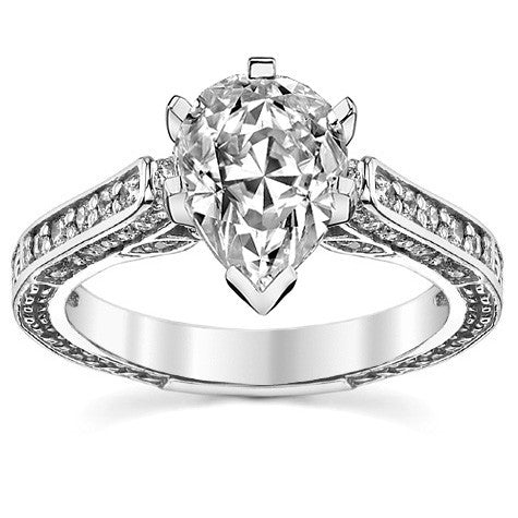 Round Brilliant Moissanite Antique Style Engagement Ring Setting