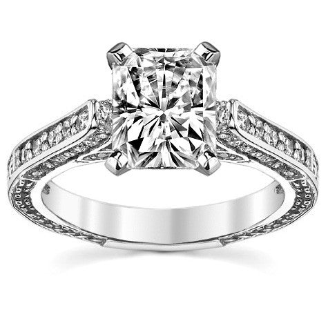 Round Brilliant Moissanite Antique Style Engagement Ring Setting