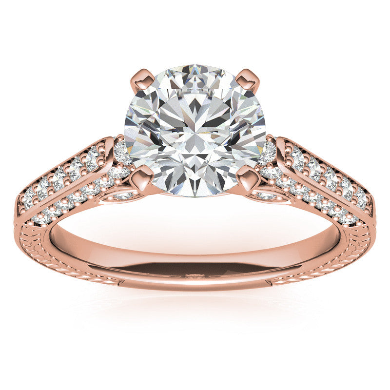 Round Brilliant Moissanite Antique Style Engagement Ring Setting
