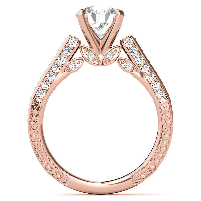 Round Brilliant Moissanite Antique Style Engagement Ring Setting