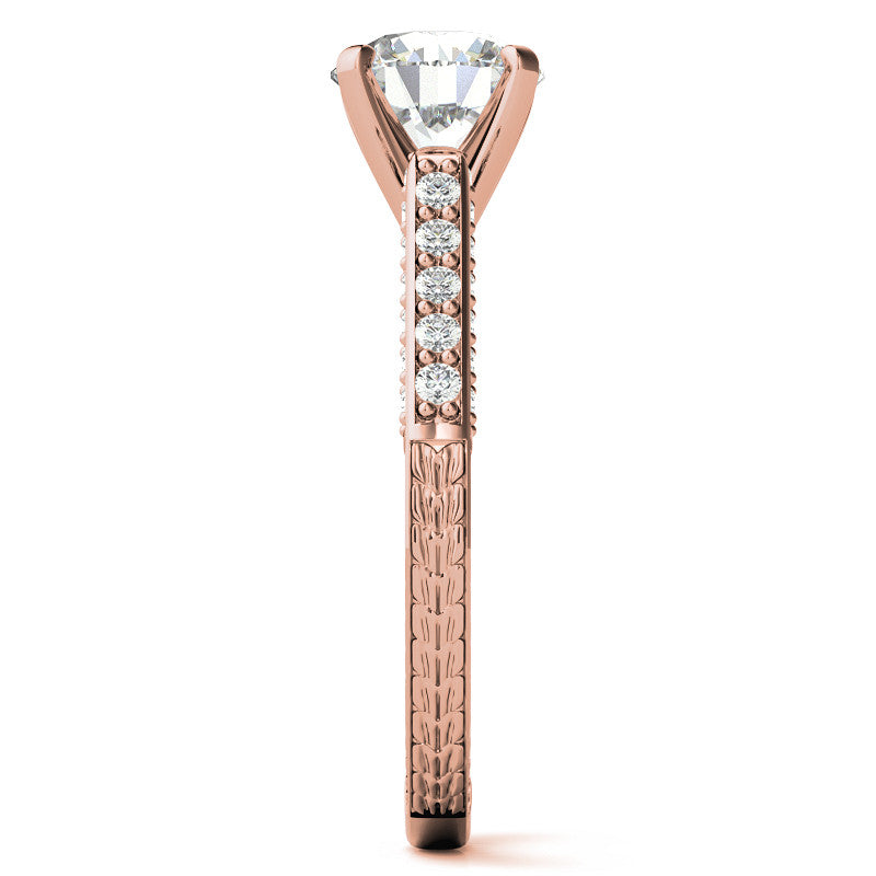 Round Brilliant Moissanite Antique Style Engagement Ring Setting