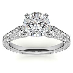 Round Brilliant Moissanite Antique Style Engagement Ring Setting