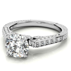 Round Brilliant Moissanite Antique Style Engagement Ring Setting