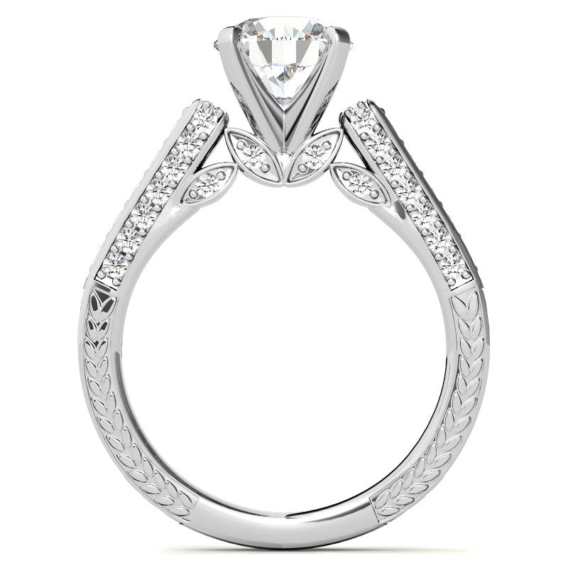 Round Brilliant Moissanite Antique Style Engagement Ring Setting