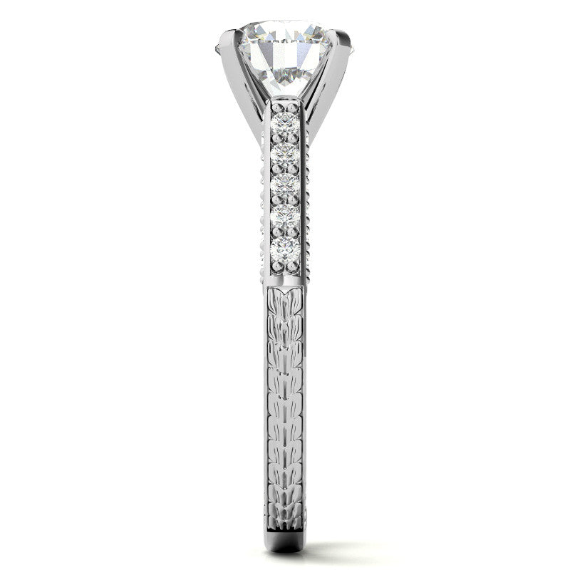 Round Brilliant Moissanite Antique Style Engagement Ring Setting