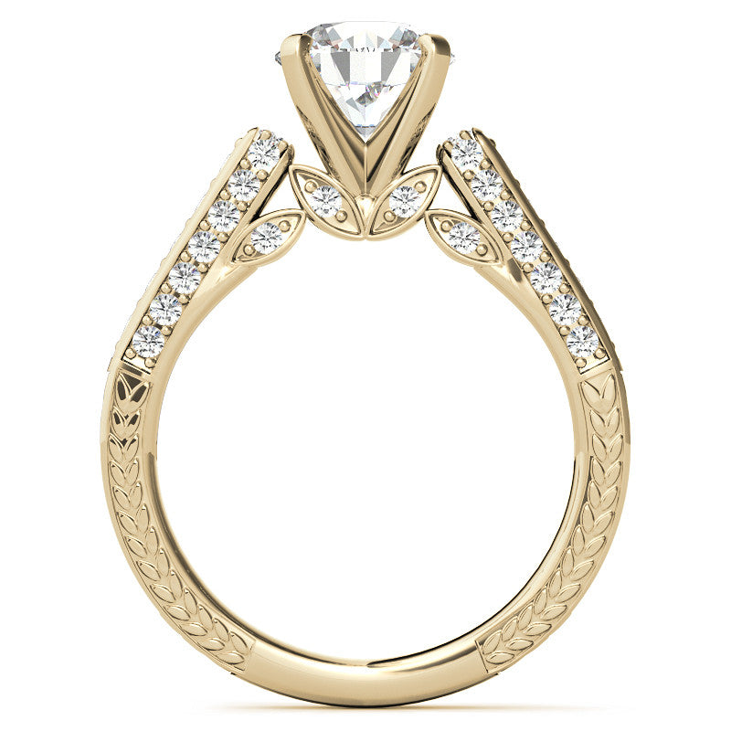 Round Brilliant Moissanite Antique Style Engagement Ring Setting