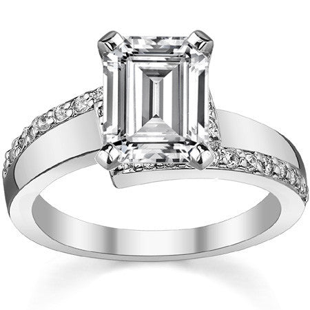 Round Brilliant Moissanite & Diamond Bypass Engagement Ring, 0.23ct