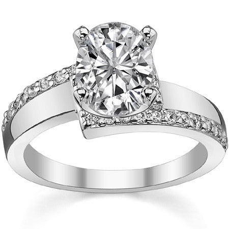 Round Brilliant Moissanite & Diamond Bypass Engagement Ring, 0.23ct