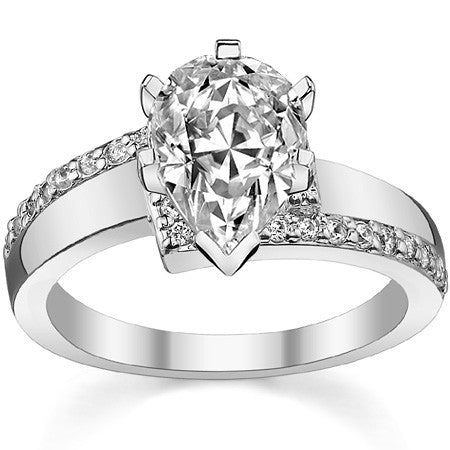 Round Brilliant Moissanite & Diamond Bypass Engagement Ring, 0.23ct