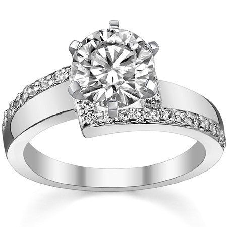 Round Brilliant Moissanite & Diamond Bypass Engagement Ring, 0.23ct