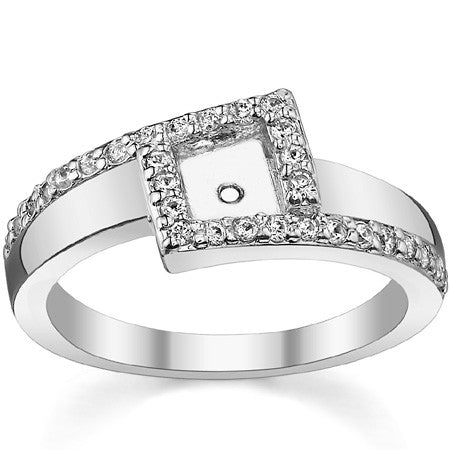 Round Brilliant Moissanite & Diamond Bypass Engagement Ring, 0.23ct