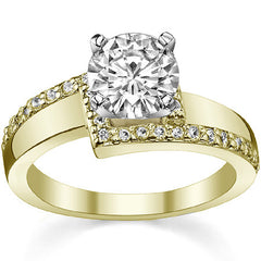 Round Brilliant Moissanite & Diamond Bypass Engagement Ring, 0.23ct