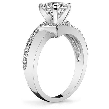 Round Brilliant Moissanite & Diamond Bypass Engagement Ring, 0.23ct