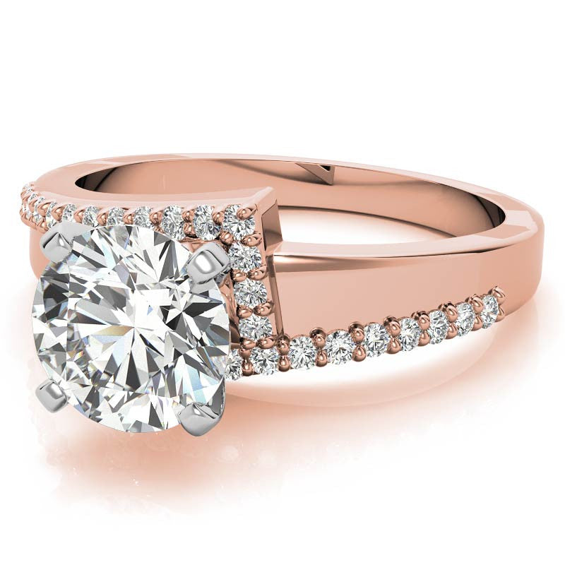 Round Brilliant Moissanite & Diamond Bypass Engagement Ring, 0.23ct
