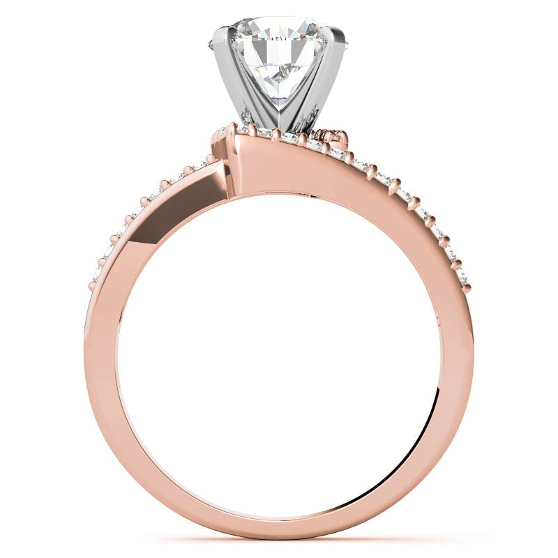 Round Brilliant Moissanite & Diamond Bypass Engagement Ring, 0.23ct