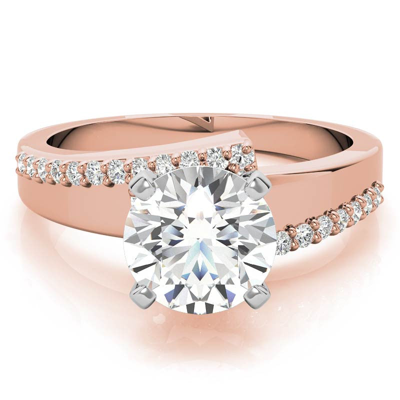 Round Brilliant Moissanite & Diamond Bypass Engagement Ring, 0.23ct