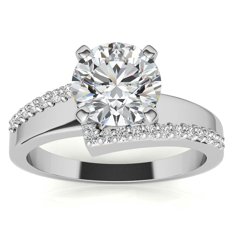 Round Brilliant Moissanite & Diamond Bypass Engagement Ring, 0.23ct