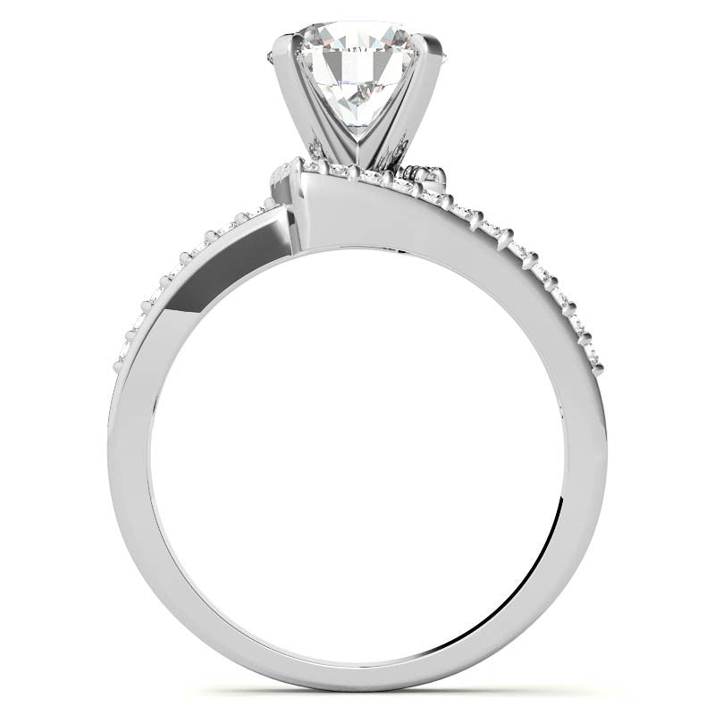 Round Brilliant Moissanite & Diamond Bypass Engagement Ring, 0.23ct