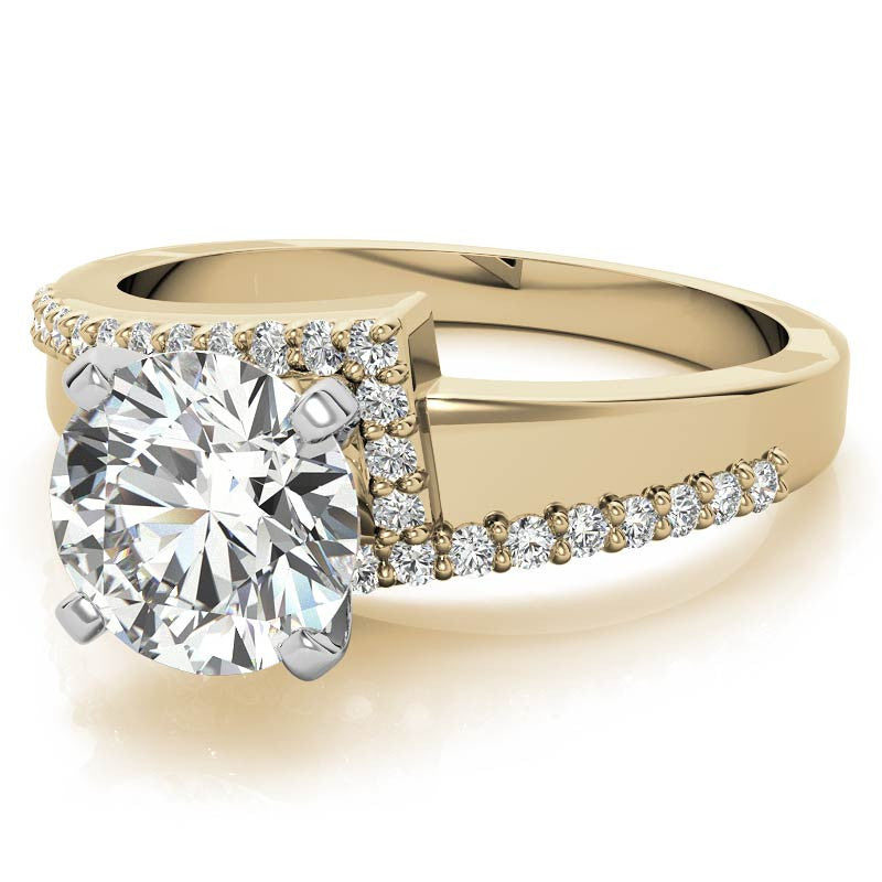 Round Brilliant Moissanite & Diamond Bypass Engagement Ring, 0.23ct