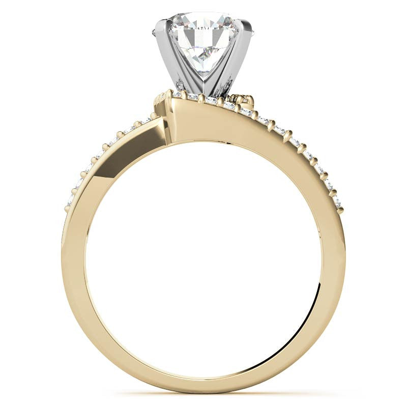 Round Brilliant Moissanite & Diamond Bypass Engagement Ring, 0.23ct