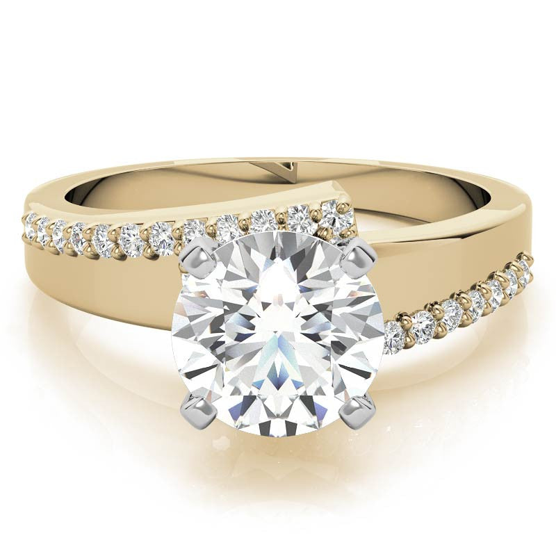 Round Brilliant Moissanite & Diamond Bypass Engagement Ring, 0.23ct