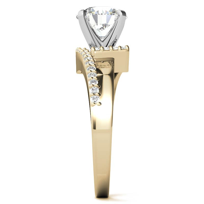 Round Brilliant Moissanite & Diamond Bypass Engagement Ring, 0.23ct