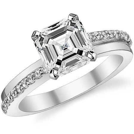 Round Brilliant Moissanite Bypass Engagement Ring, 0.20ct