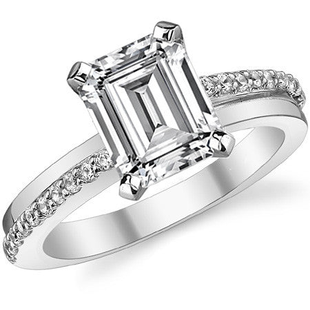 Round Brilliant Moissanite Bypass Engagement Ring, 0.20ct