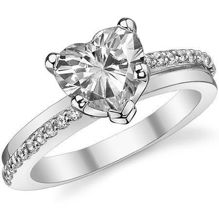 Round Brilliant Moissanite Bypass Engagement Ring, 0.20ct