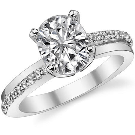 Round Brilliant Moissanite Bypass Engagement Ring, 0.20ct