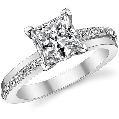 Round Brilliant Moissanite Bypass Engagement Ring, 0.20ct