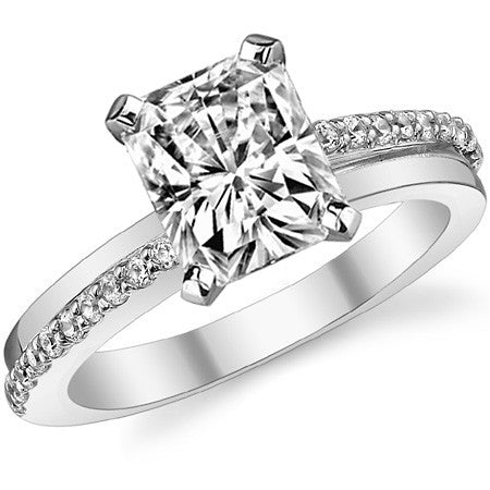 Round Brilliant Moissanite Bypass Engagement Ring, 0.20ct