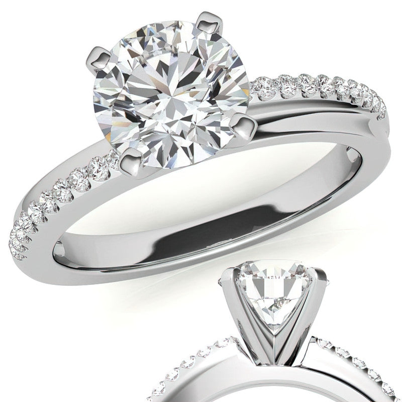 Round Brilliant Moissanite Bypass Engagement Ring, 0.20ct