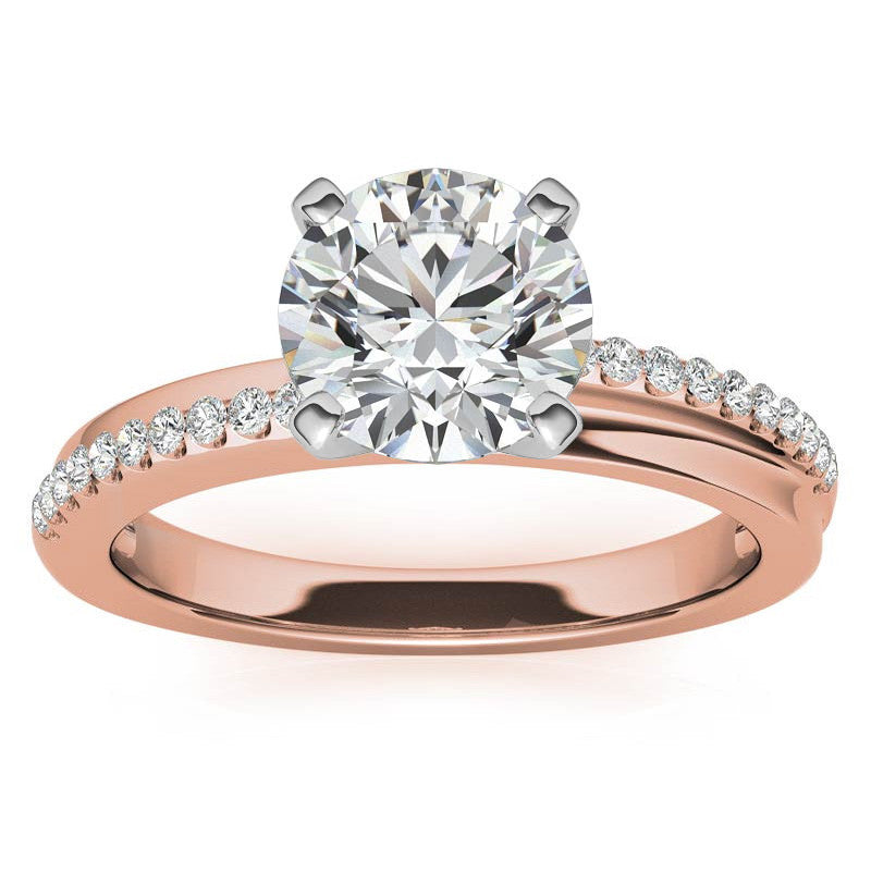Round Brilliant Moissanite Bypass Engagement Ring, 0.20ct